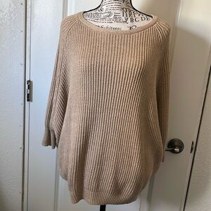 Chico's Sweater Women's  size 0,Petite Small Brown Knit Wool Blend 3/4 Sleeve